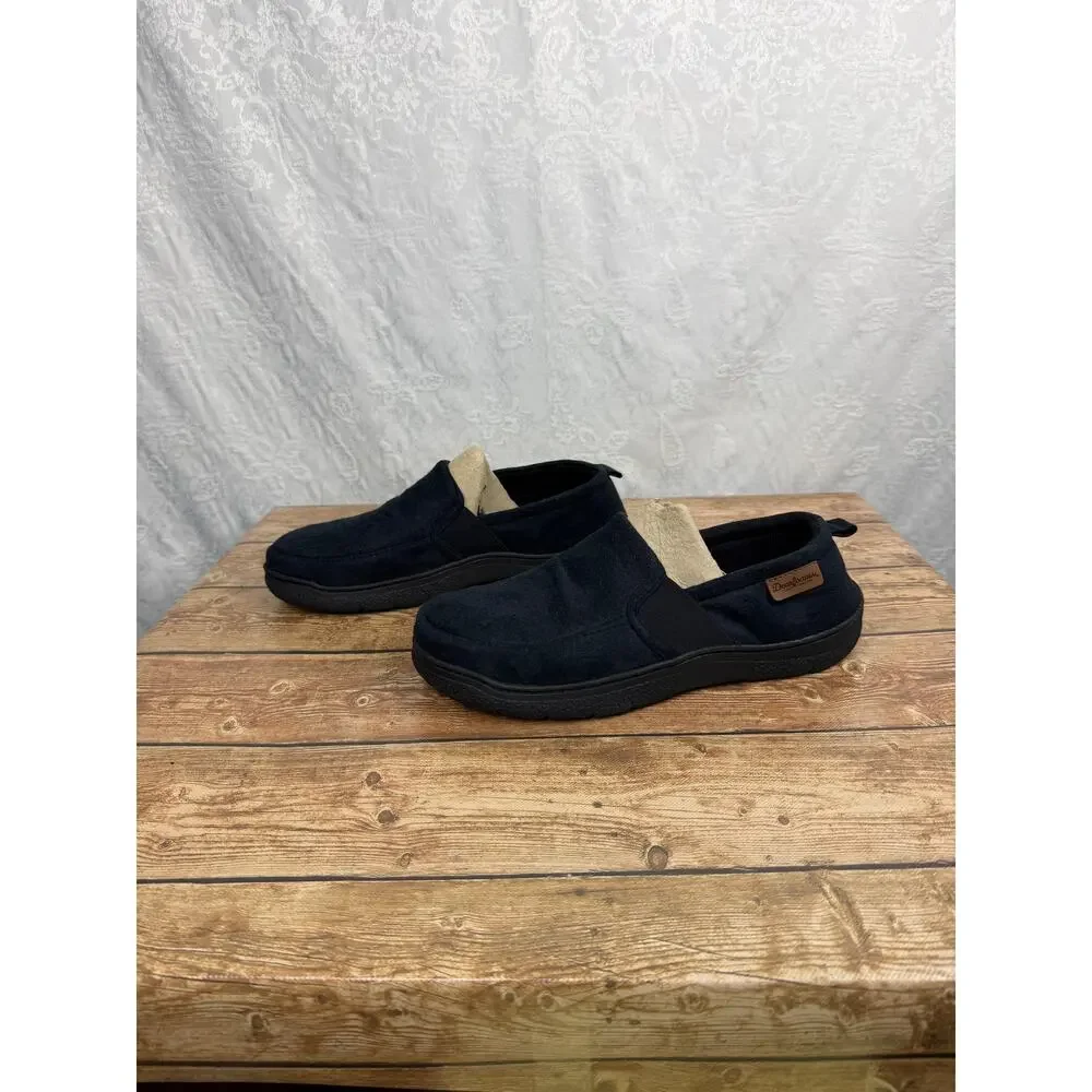 Dearfoams Men's Slippers Size 9-10 Navy Blue Slip On Memory Foam Casual Shoes